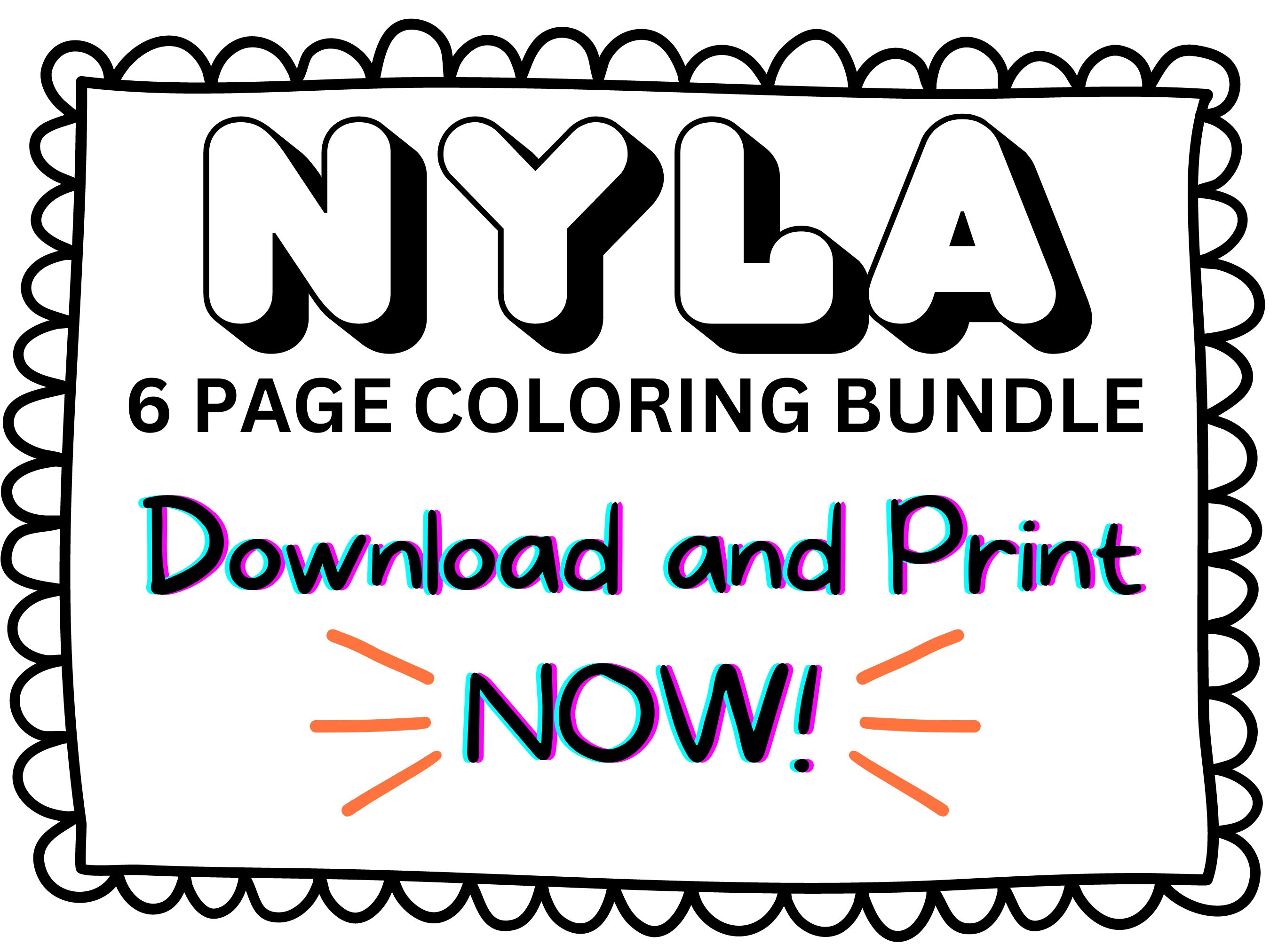 Nyla coloring page printable name coloring page custom coloring personalized gift colouring page kids name sheet