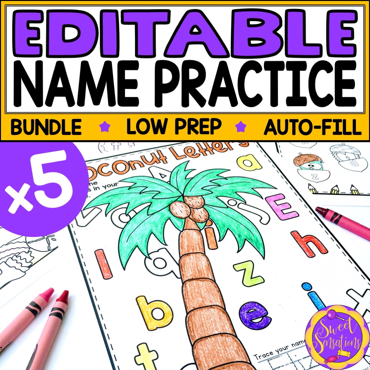 Kindergarten editable name tracing and name recognition practice coloring pages bundle â sweet sensations