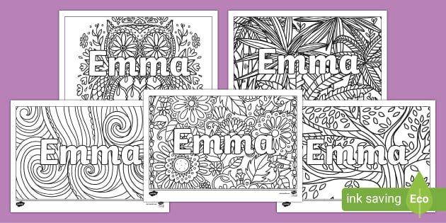 Name coloring page personal mindfulness usa