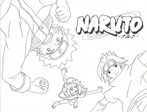 Naruto sasuke and sakura in team in naruto datebayo coloring page