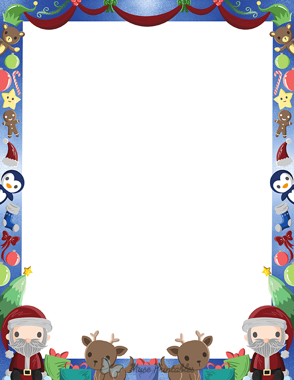 Printable adorable christmas page border