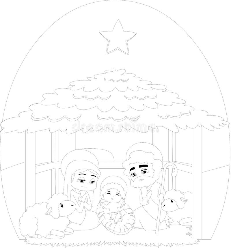 Nativity scene coloring stock illustrations â nativity scene coloring stock illustrations vectors clipart