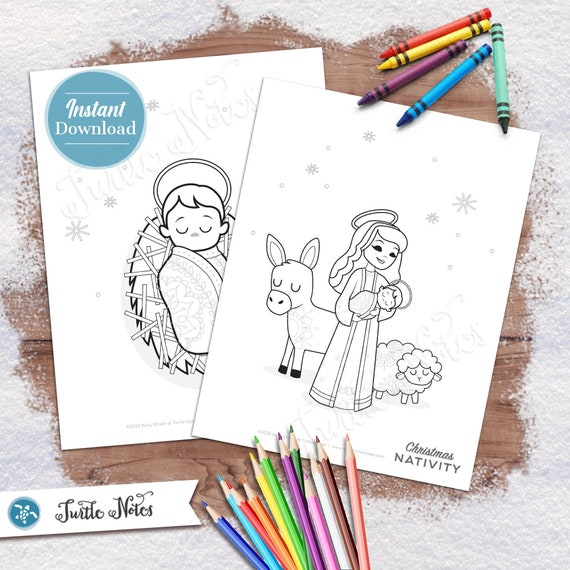 Christmas nativity printable coloring pages digital printable pages