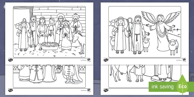 Nativity scene coloring pages teacher