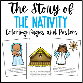 The nativity story bible story coloring pages and posters craft activity