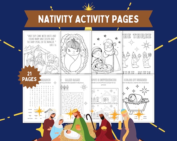 Nativity activity coloring pages epiphany scene kids christmas story coloring advent catholic christian school printable
