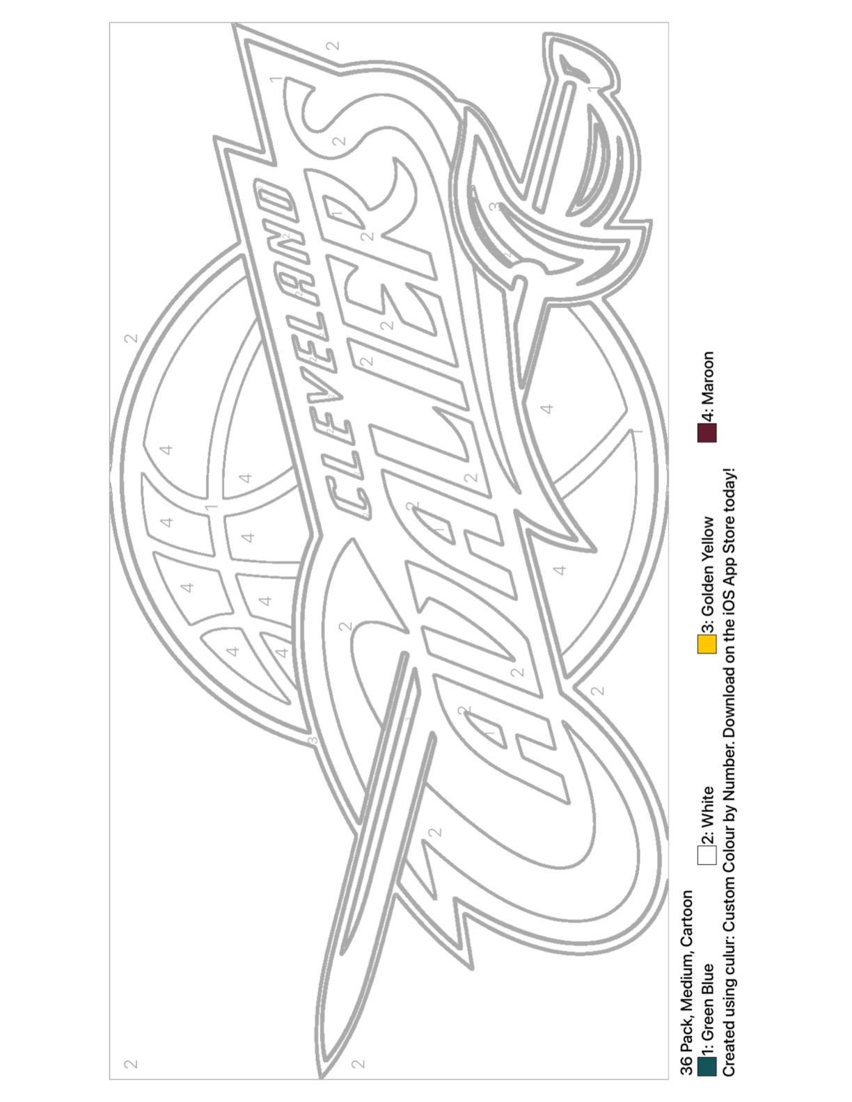 Printable color by number of the cavs logo great for the family rclevelandcavs