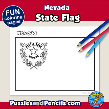 Nevada symbols coloring pages with map and state flag state symbols