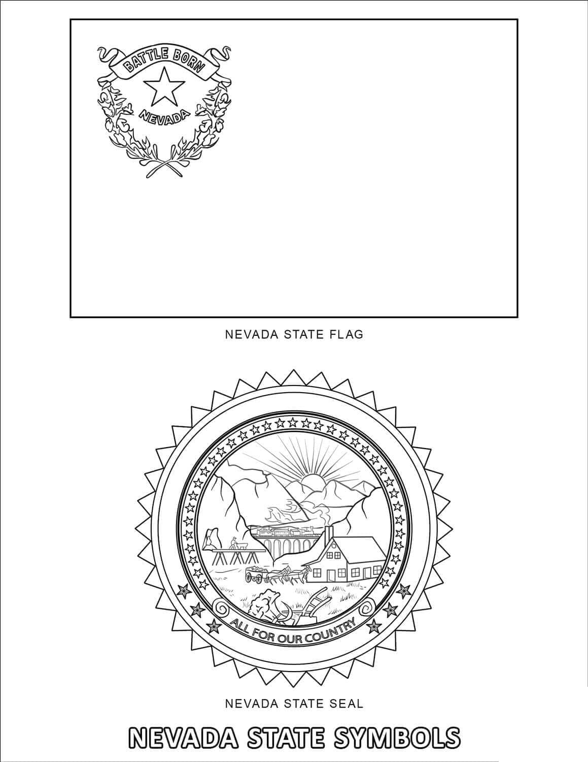 Nevada symbols coloring page