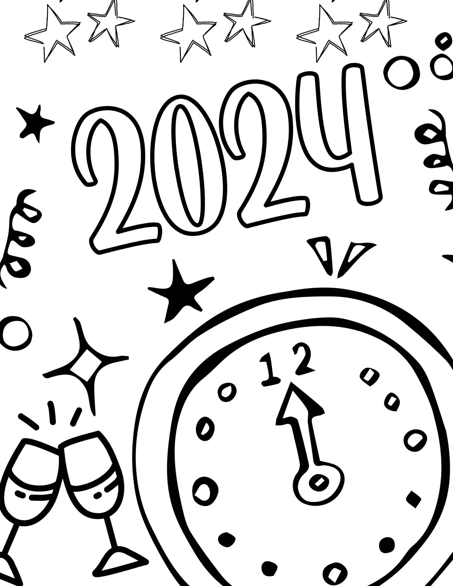 Free happy new year coloring pages for kids