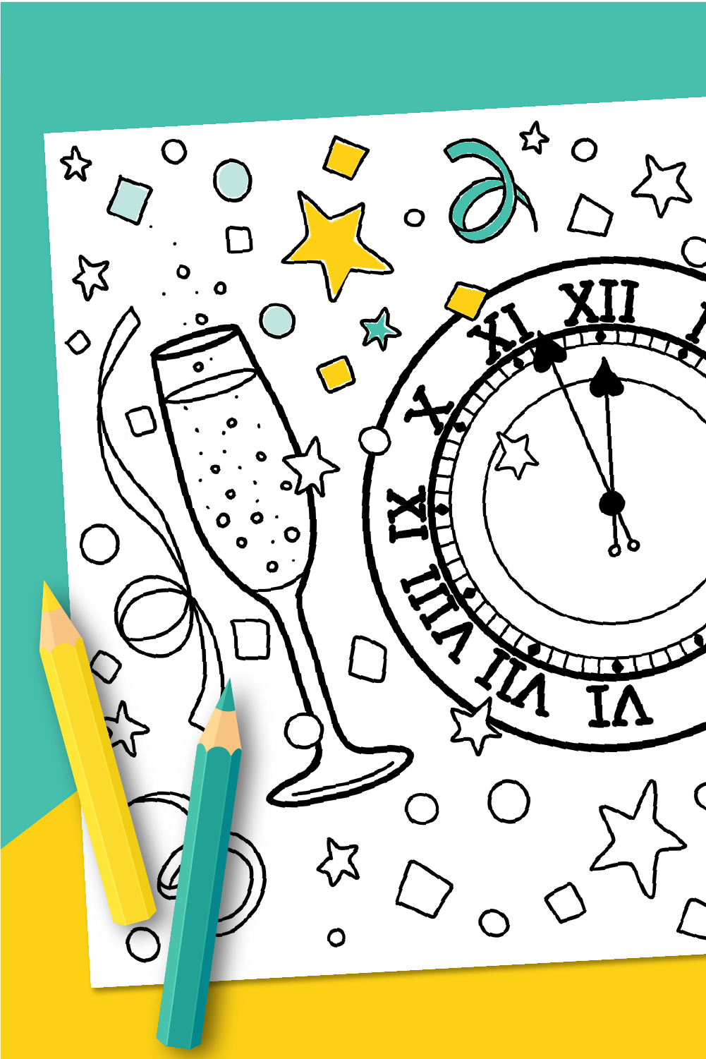 Printable new years eve coloring page
