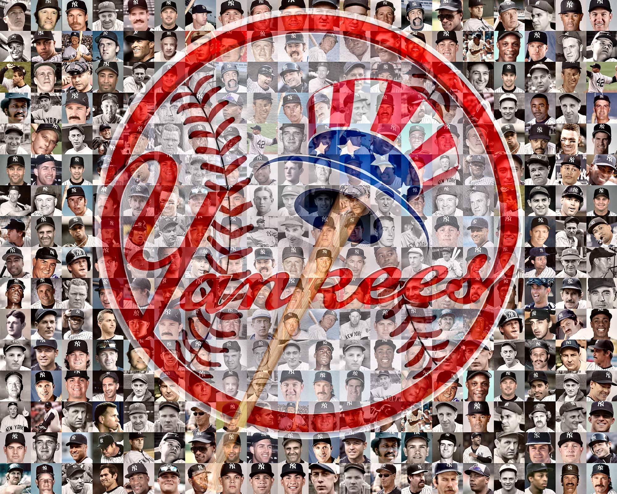 Sportscreations new york yankees photo mosaic print art created using over past present ny yankee players x matted posters prints