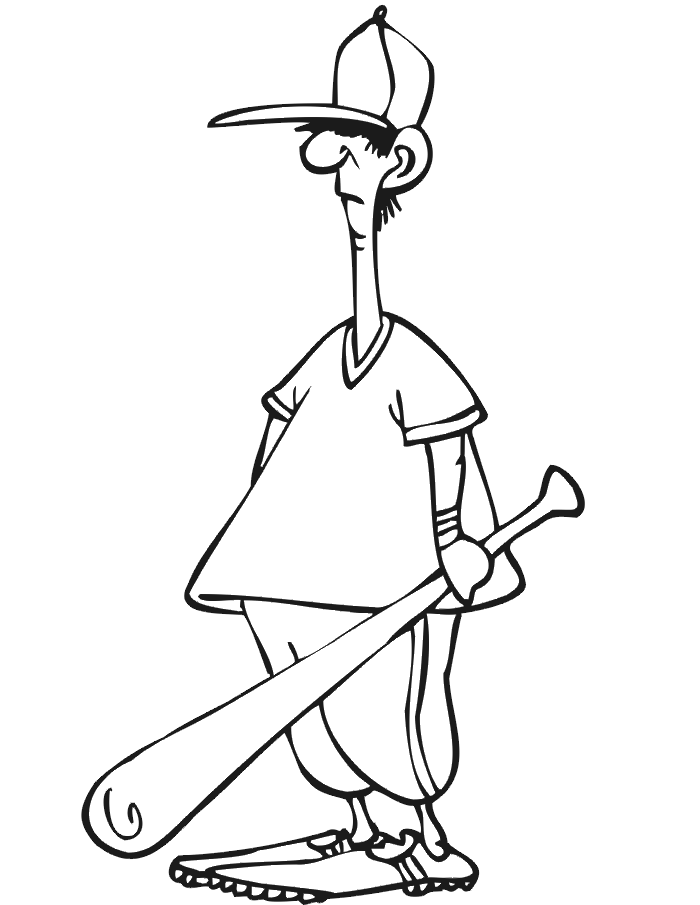 Printable baseball player coloring page chubby player with small head