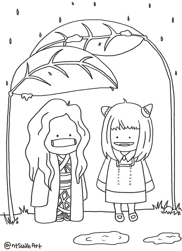 Nezuko and anya printable coloring page