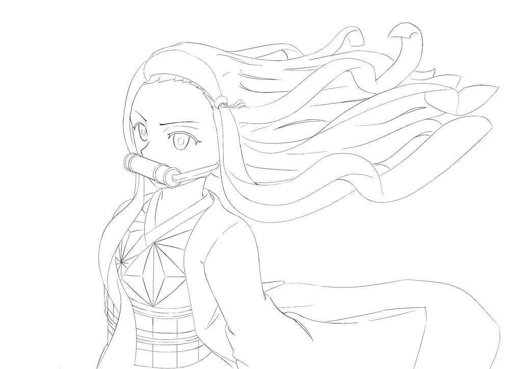 Nezuko kamado coloring page