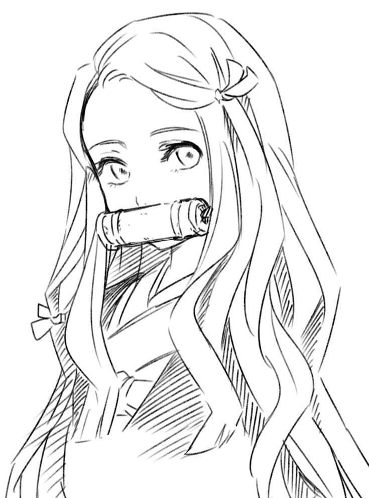 Nezuko coloring pages picrures free printable