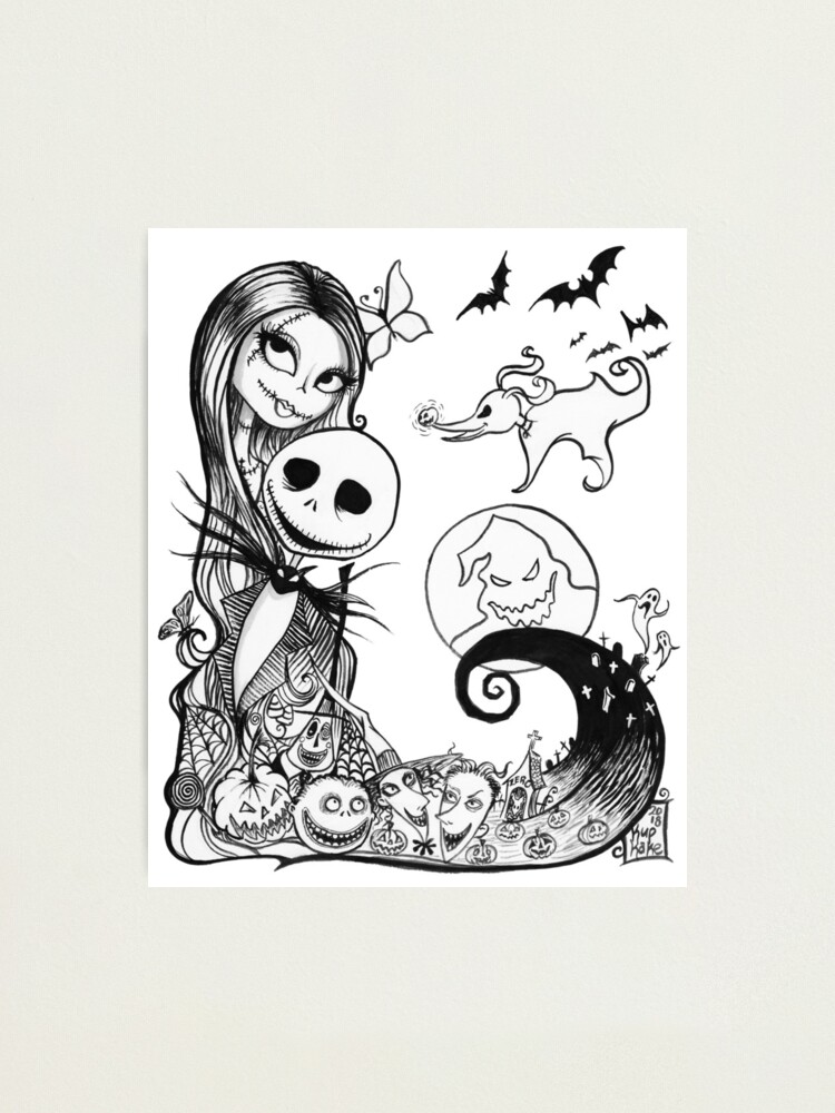 Nightmare before christmas jack and sally photographic print for sale by kupkake
