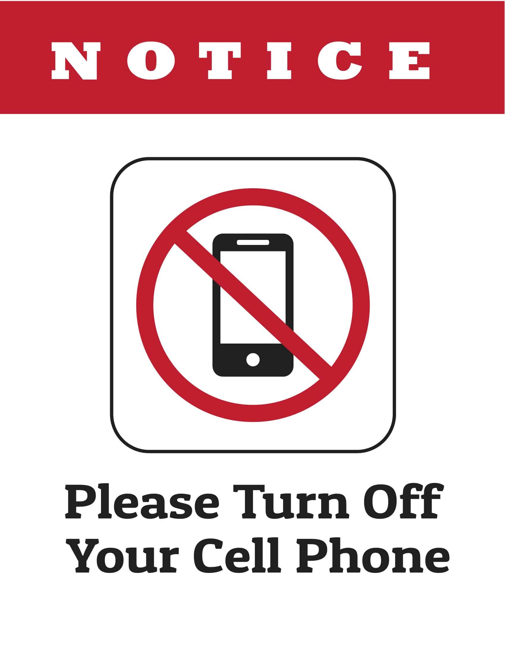 Free printable no cell phone sign templates pdf