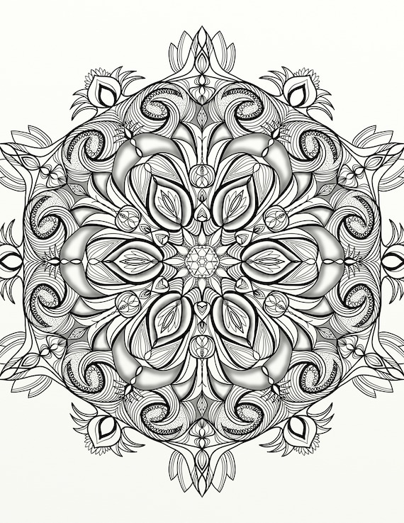 Downloadableprintable coloring page mandala geometric art floral no shipping charitable cause great quarantine activity