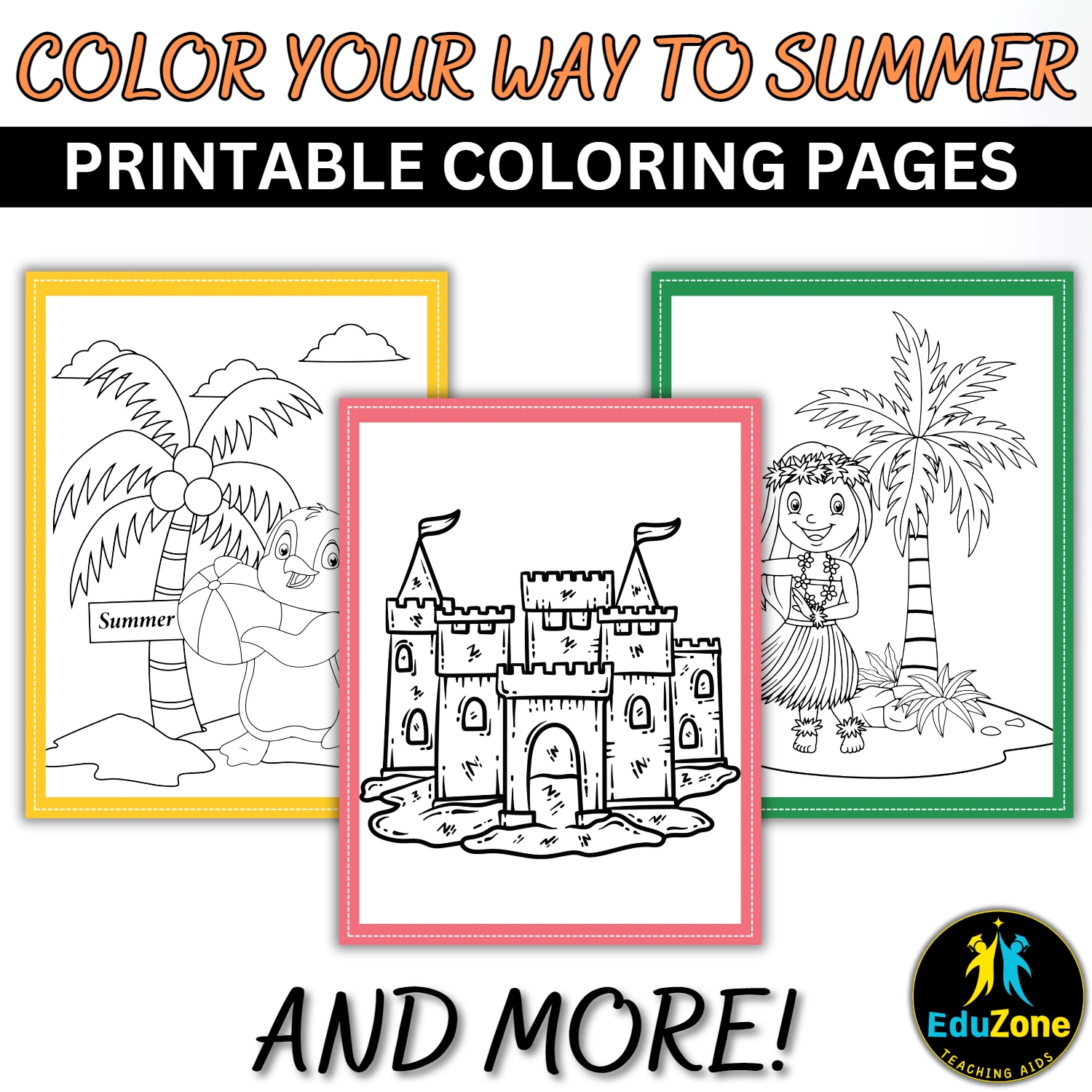 Summer fun activity interactive coloring pages writing prompts