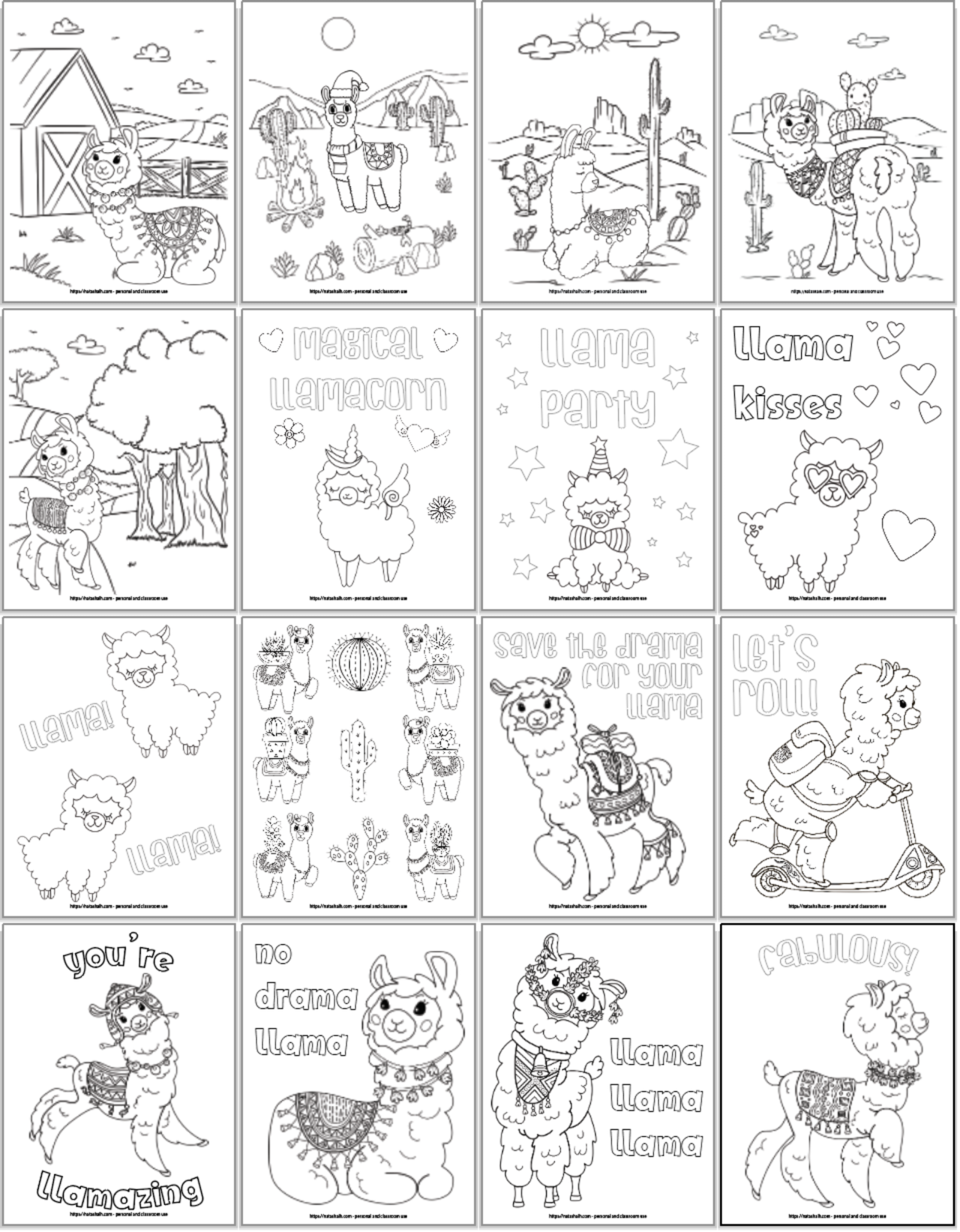 Cute llama coloring pages â the artisan life