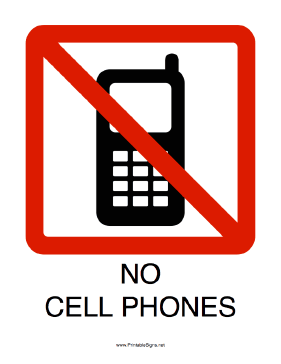 Printable no cell phones sign