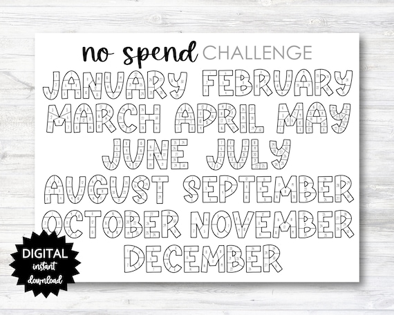 No spend challenge tracker coloring page printable coloring no spend calendar year no spend coloring sheet printable n instant download