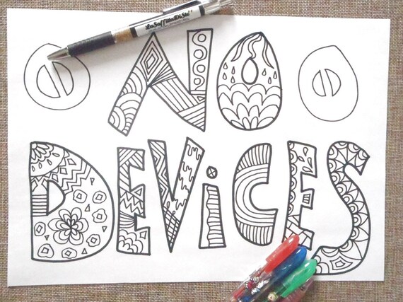 No devices coloring page adults no smartphone no camera no photo wedding doodle meditation craft download printable print lasoffittadiste