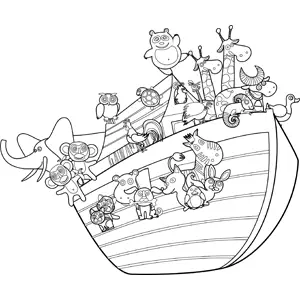 Noahs ark with animals coloring page