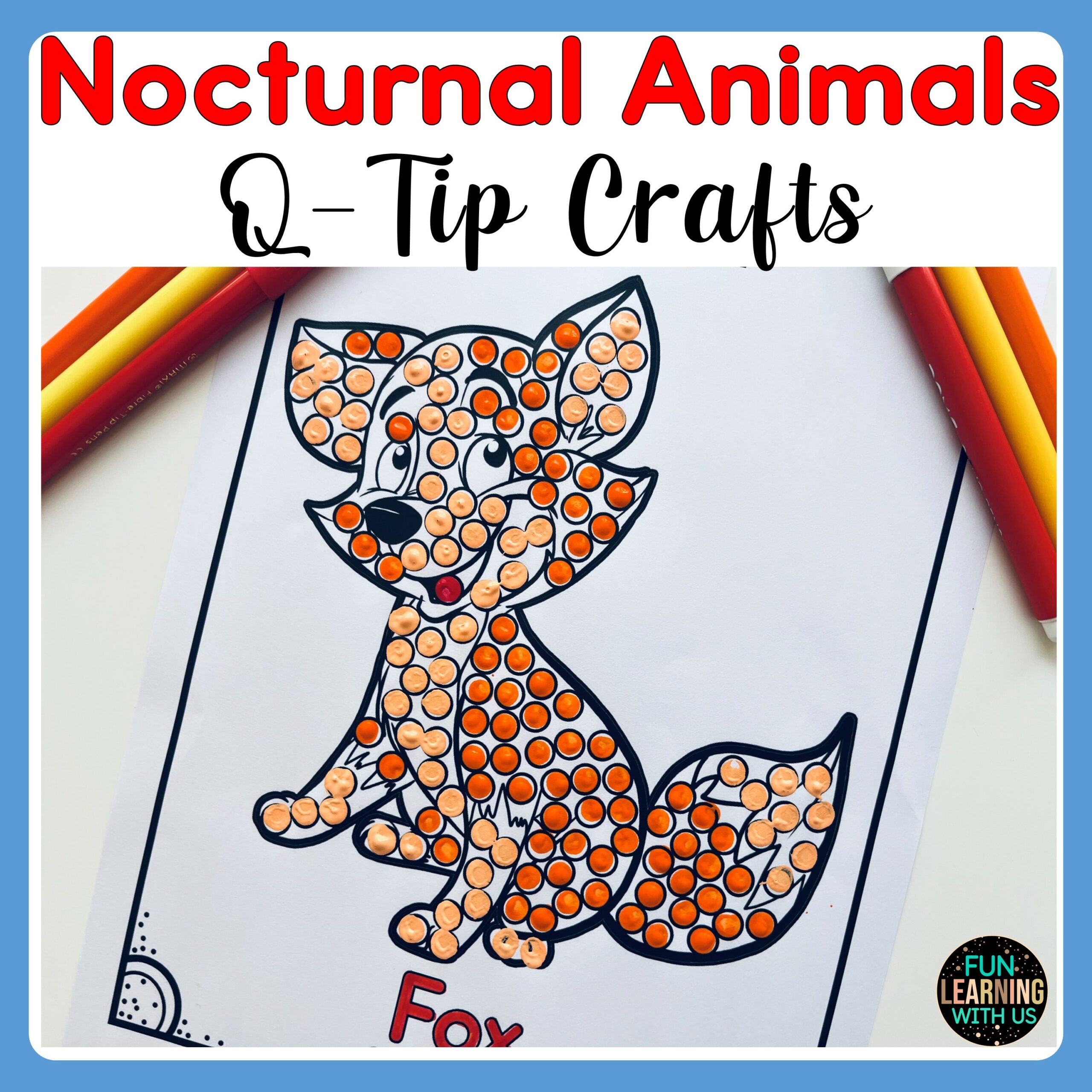 Nocturnal animals q tip painting night animals fine motor activity made by teachers