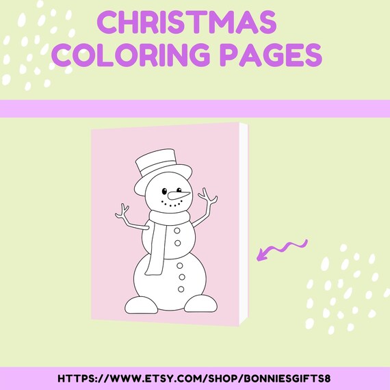Printable christmas coloring pages digital download for snowman candy cane christmas tree boxes north pole sign gingerbread house