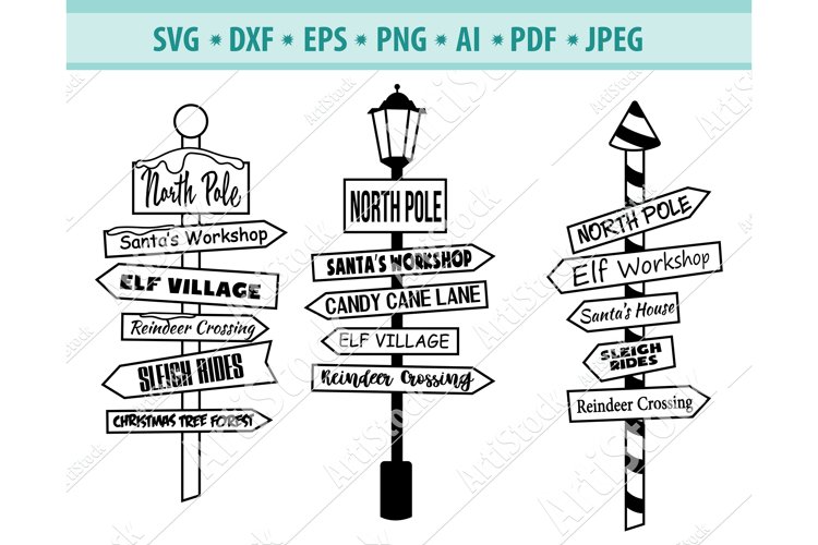 Christmas north pole sign svg new year sign png dxf eps