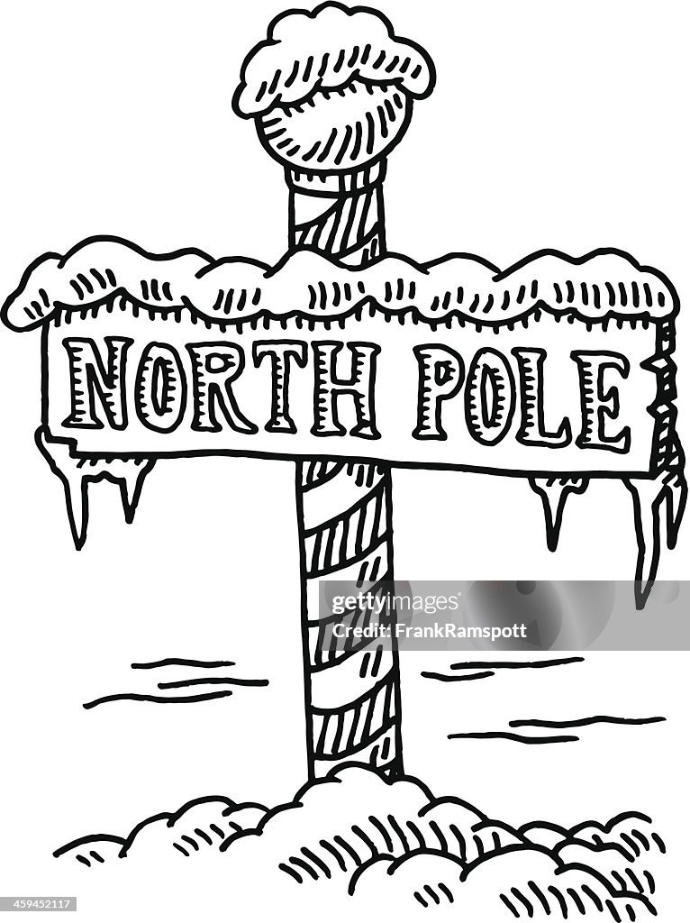 North pole sign drawing high