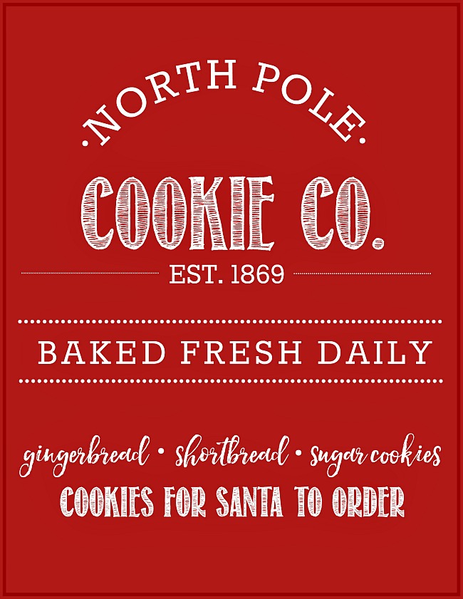 Free north pole cookie co christmas printable