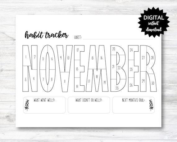 November habit tracker coloring sheet printable month habit tracker coloring sheet printable n download now