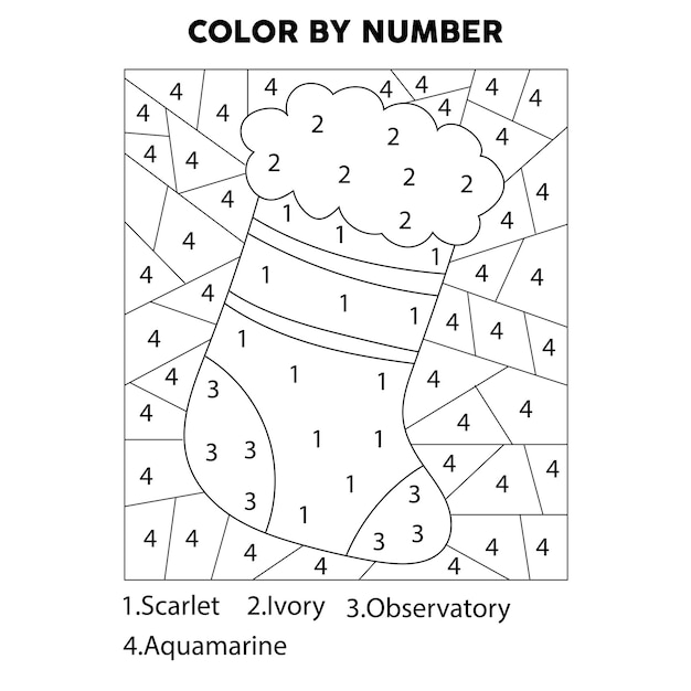 Premium vector christmas color by number coloring page