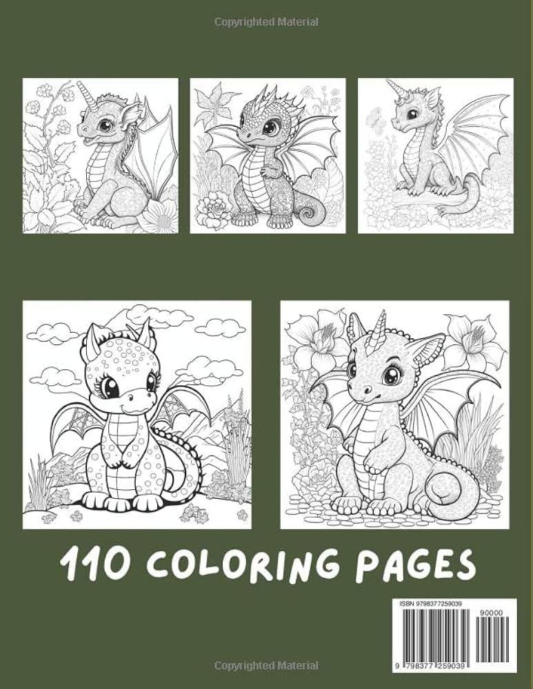 Dragon coloring book for kids a coloring book for kids pages of super cute color baby dragon color cafe jennife books