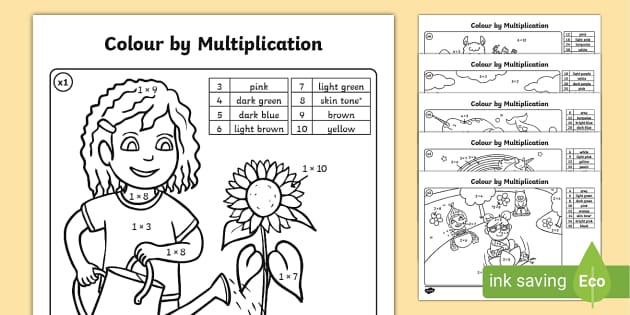 Times tables lour by number worksheets teacher made