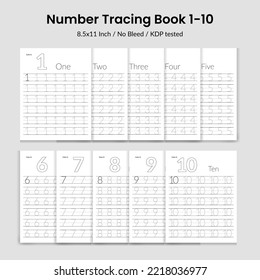 Number tracing book practice worksheetworksheet stock vector royalty free