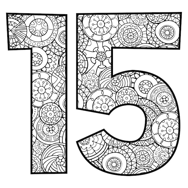 Premium vector mandala number coloring page for kids activity book
