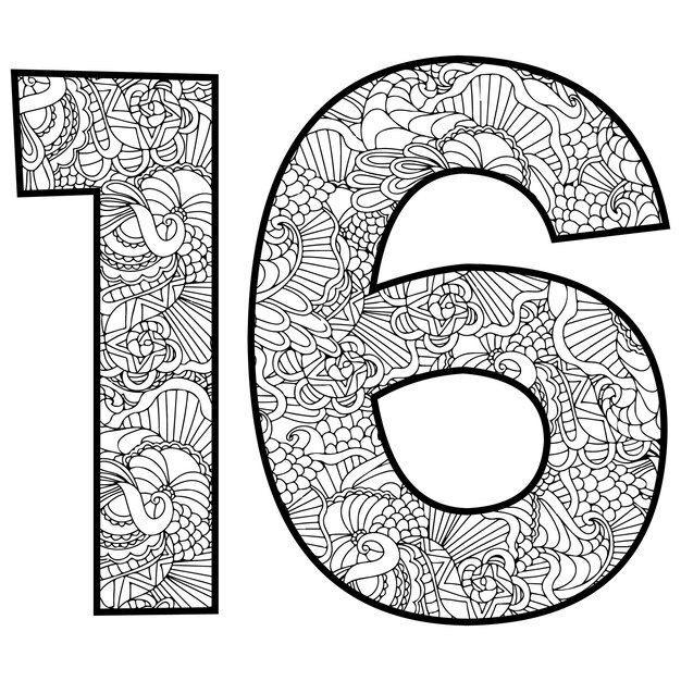 Premium vector mandala number coloring page for kids activity book