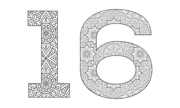 Premium vector mandala number coloring page for kids