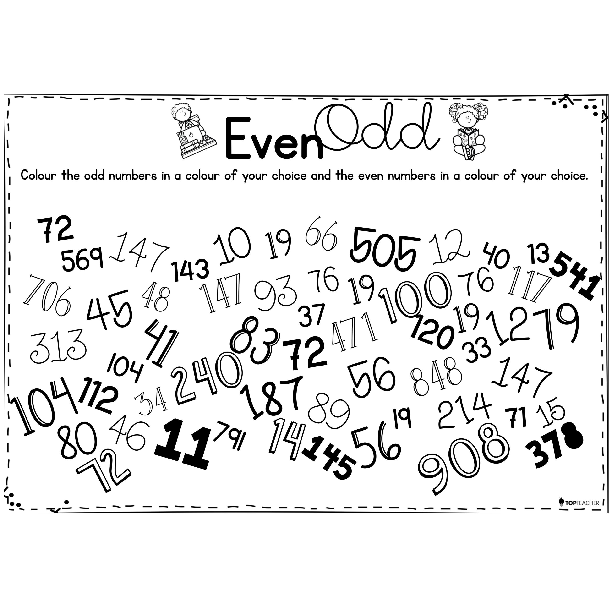 Even odd search and colour worksheet