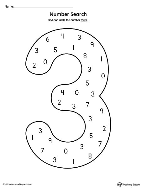 Number search worksheet color