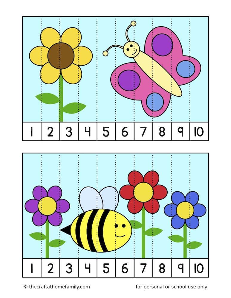 Free printable bug counting puzzles