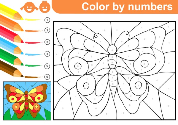 Thousand color by number butterfly royalty
