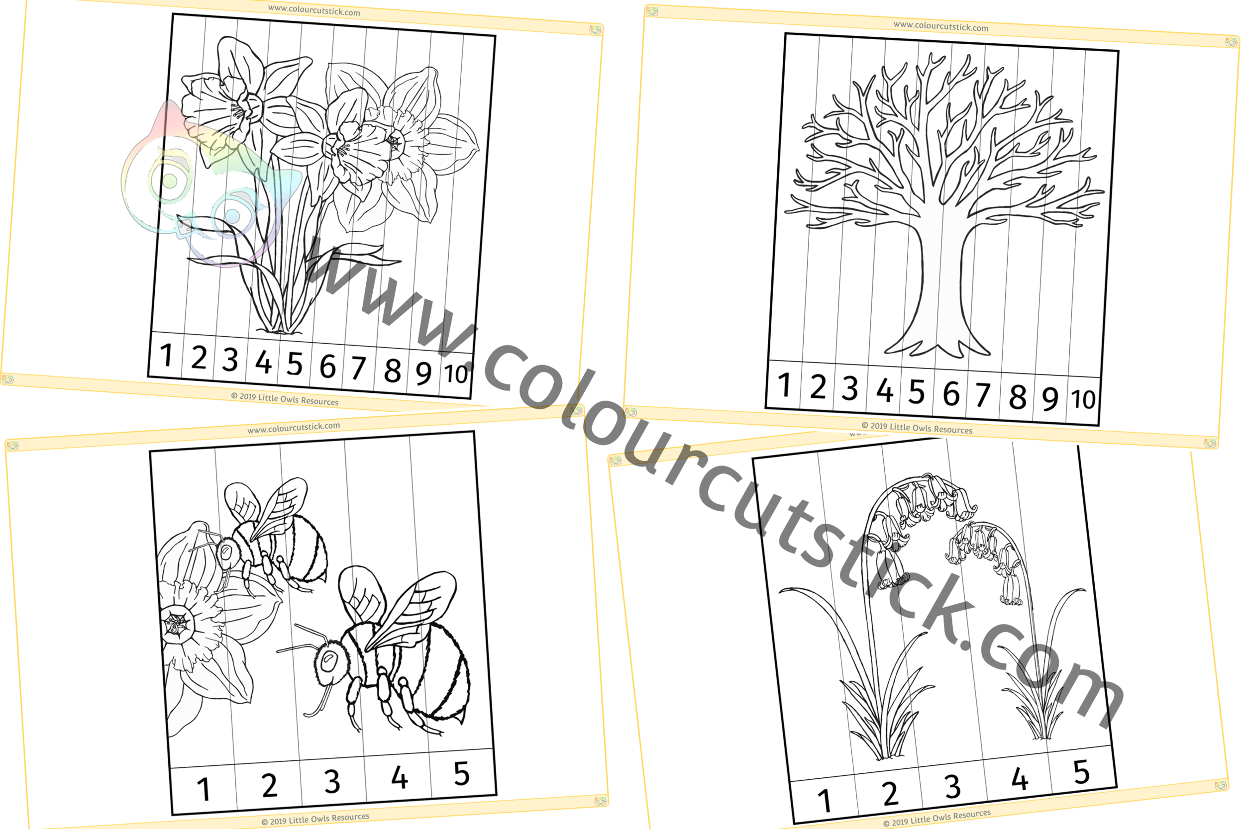 Free spring number slice puzzles