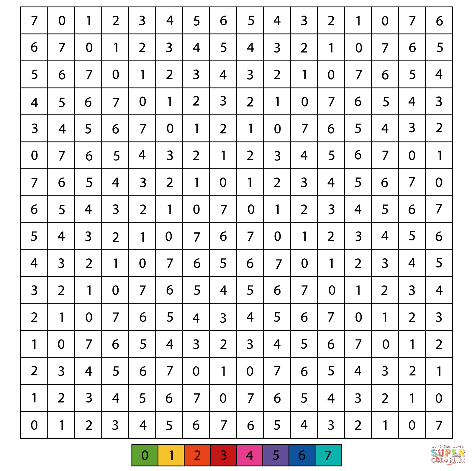 Geometric pattern color by number coloring page free printable coloring pages