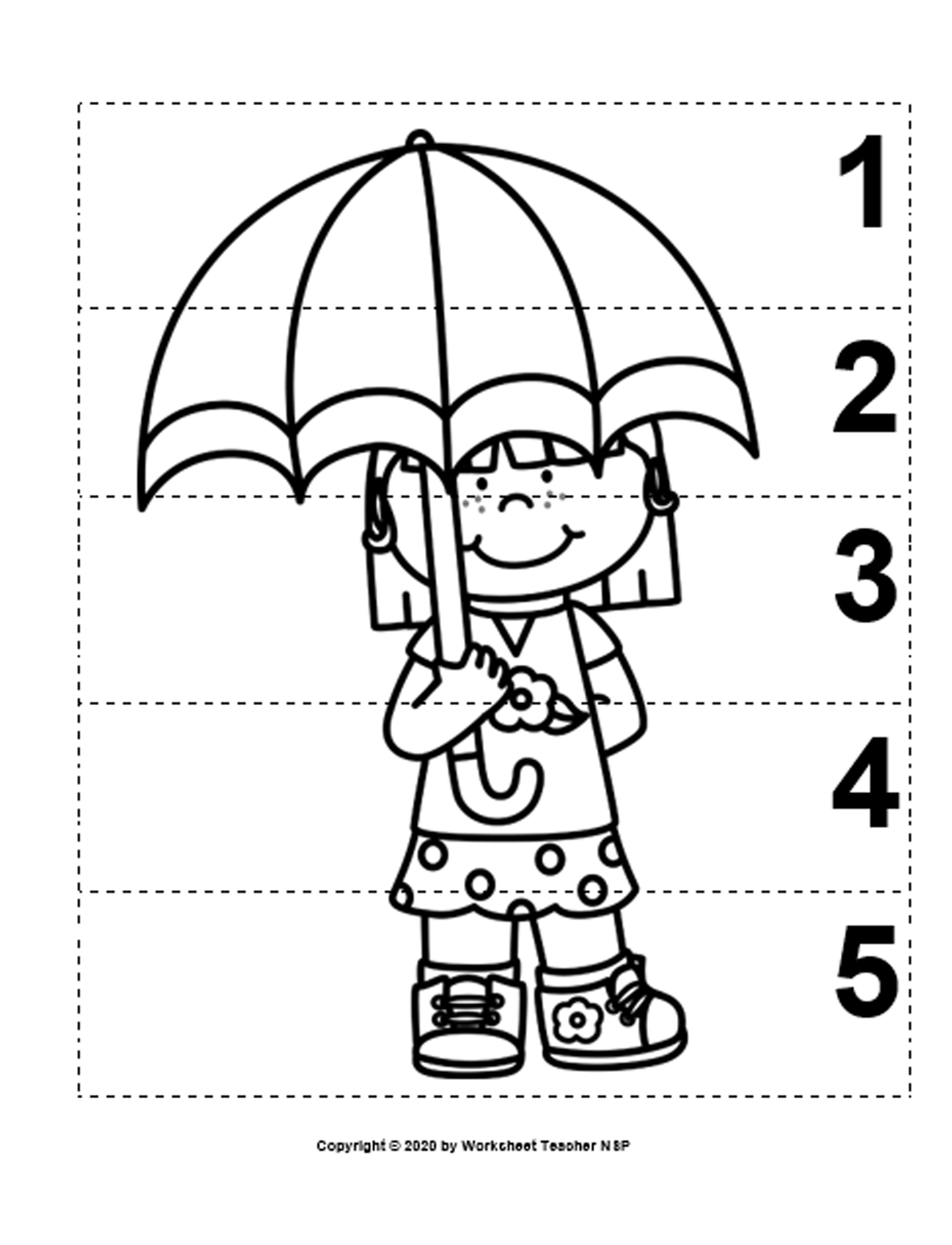 Spring number sequence bw picture puzzles made by teachers
