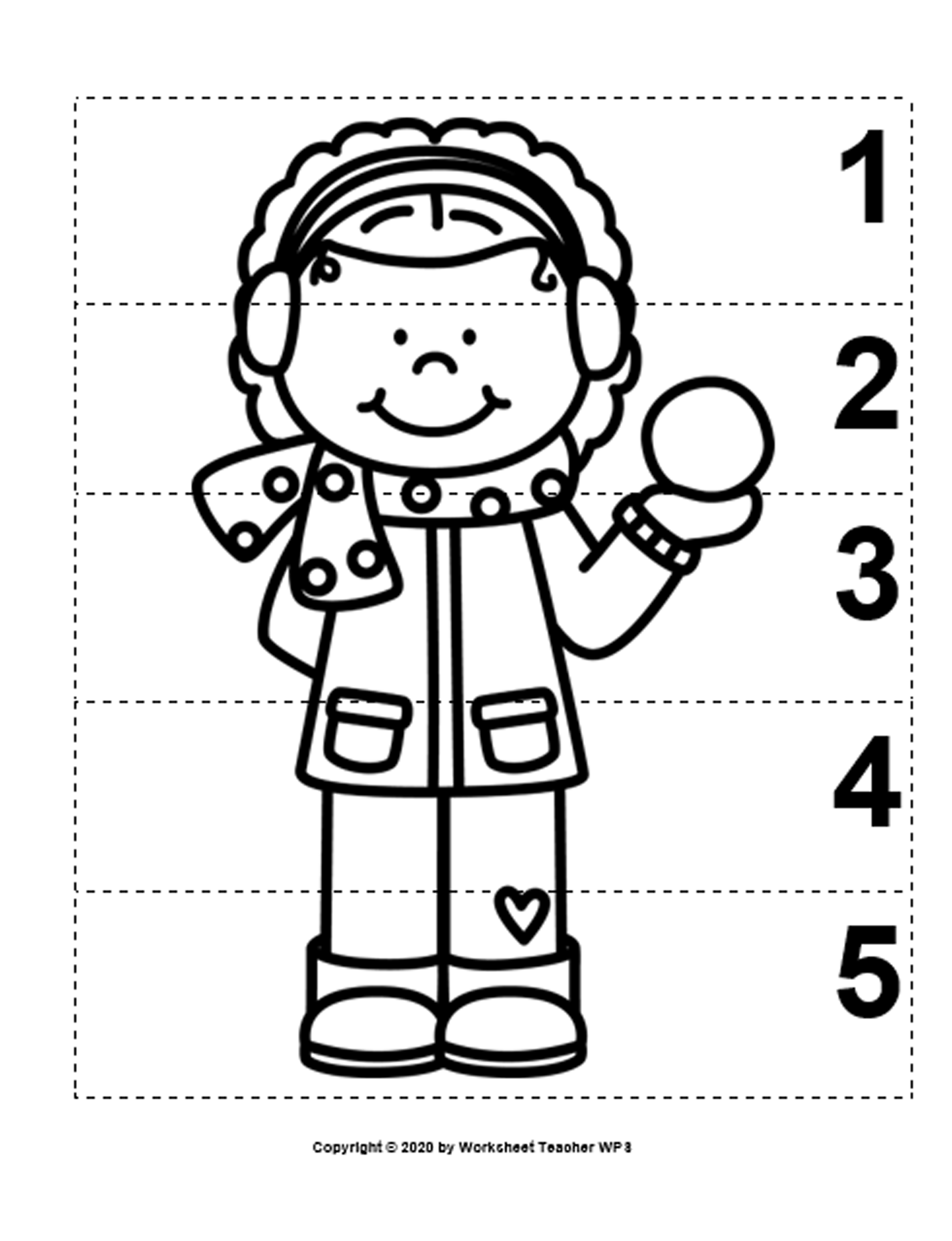 Winter number sequence bw picture puzzles made by teachers